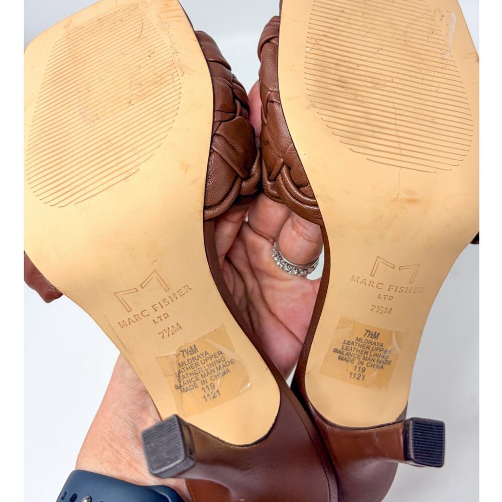 NWOT Marc Fisher Women's Draya Braided Mule Sandals Brown Size 7.5 - Picture 9 of 14